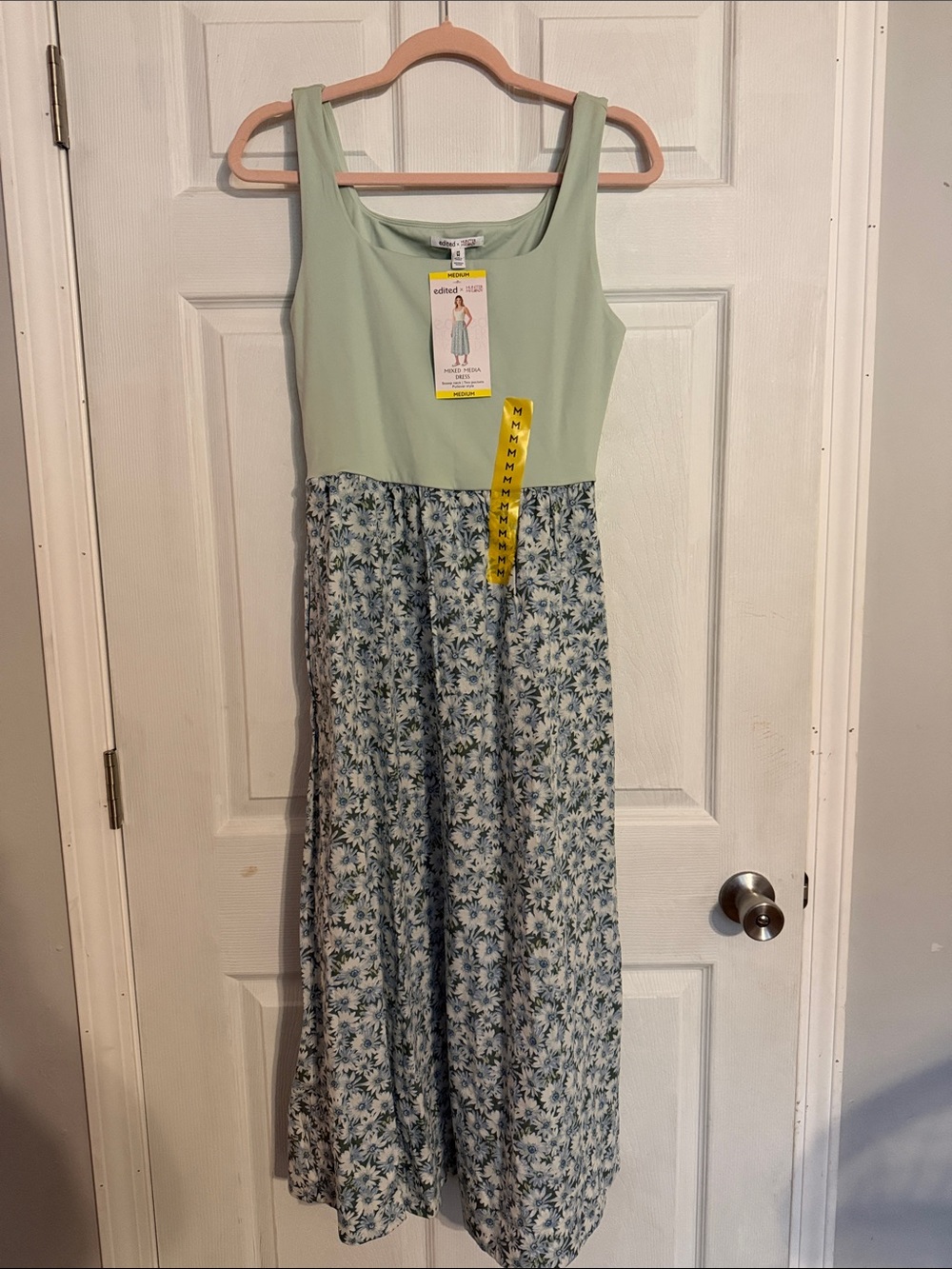 Ladies Mint Green Tank Top Maxi Dress with Floral Skirt